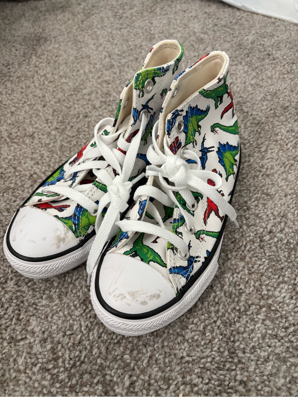 Kids High-Top Converse Sneakers with Dinosaur Print